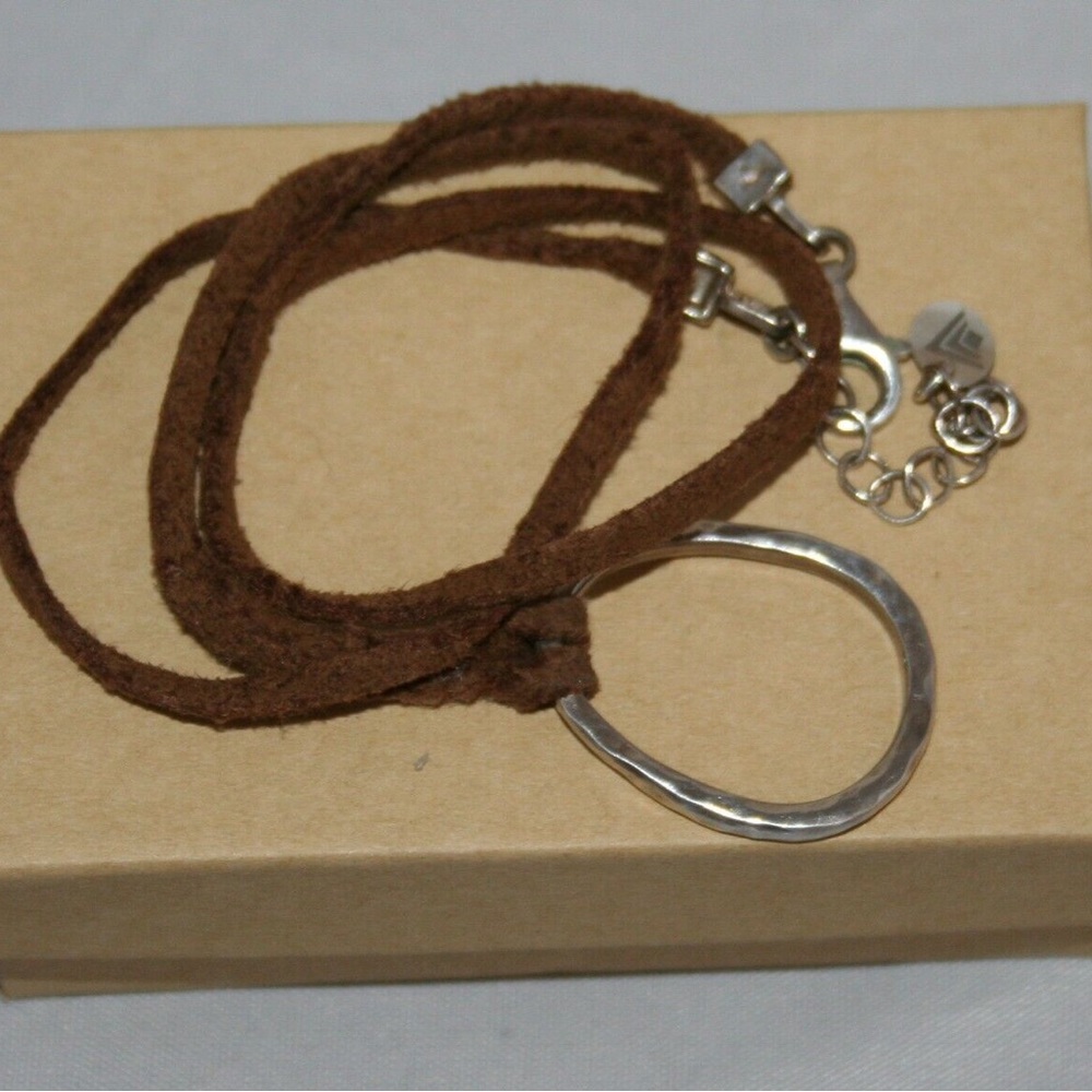 Silpada Leather Cord Sterling Oval Necklace